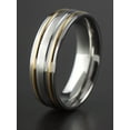 thumbnail image 4 of Coastal Jewelry Two Tone Stainless Steel Brushed Grooved Ring (7mm), 4 of 4