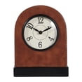 thumbnail image 6 of Faux Leather Arched Clock for Living Room Decor - Decorative Small Desk Clock for Office, Entryway Table, and Mantel - Home Decor Accent for Bedroom, Dorm, and Kitchen Counter - 9", Brown & White, 6 of 13