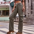 thumbnail image 5 of Sngxgn Cargo Pants for Women High Waisted Straight Leg Wide-Leg Full Length Baggy Street Pants for Women(Grey,XXL), 5 of 9