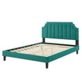 thumbnail image 3 of Platform Bed Frame, Twin Size, Velvet, Teal Blue, Modern Contemporary Urban Design, Bedroom Master Guest Suite, 3 of 10