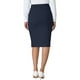 thumbnail image 3 of Falda lápiz de mujer Inspire Chic para el trabajo, con cintura alta elástica, ajustada y midi, talla XL, azul oscuro, 3 of 6