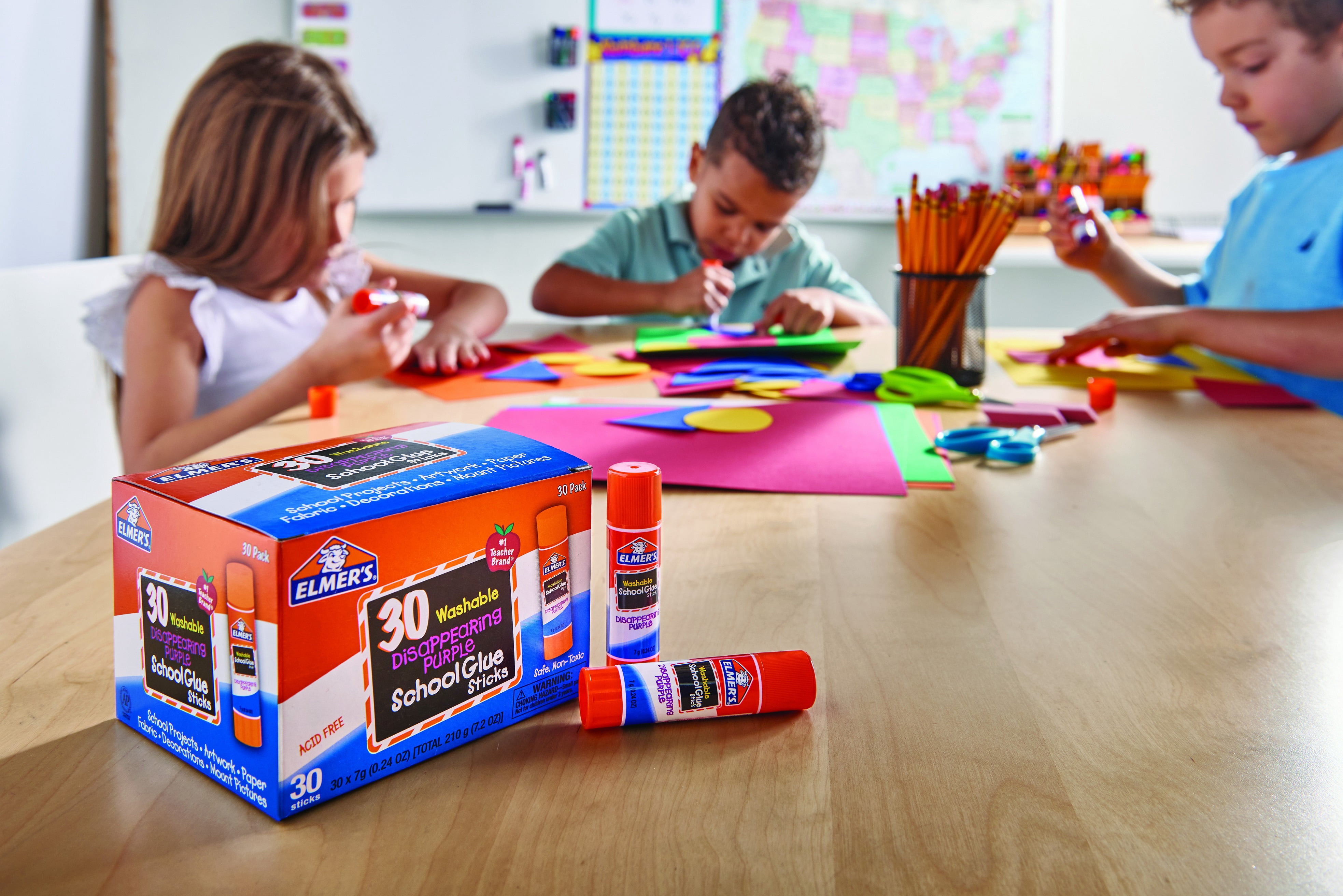 Elmer's Washable Disappearing Purple School Glue Sticks, 0.21 Oz., Pack Of 6 + 2 Bonus Sticks
