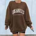thumbnail image 2 of Yindaity Women's Oversized Sweatshirt Los Angeles California Crewneck Long Sleeve Casual Loose Pullover Tops Brown,L, 2 of 4