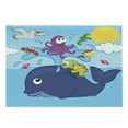 thumbnail image 1 of Whale Cutting Board, Marine Gang Octopus Crab Turtle Seahorse Pacific Sun Underwater Ocean Playroom Design, Decorative Tempered Glass Cutting and Serving Board, Large Size, Multicolor, by Ambesonne, 1 of 1