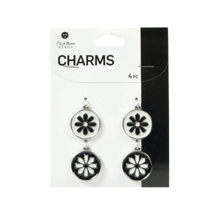 Blue Moon Beads 4 Piece Daisy Pattern Enamel Charms-Unisex-Teen to Adult