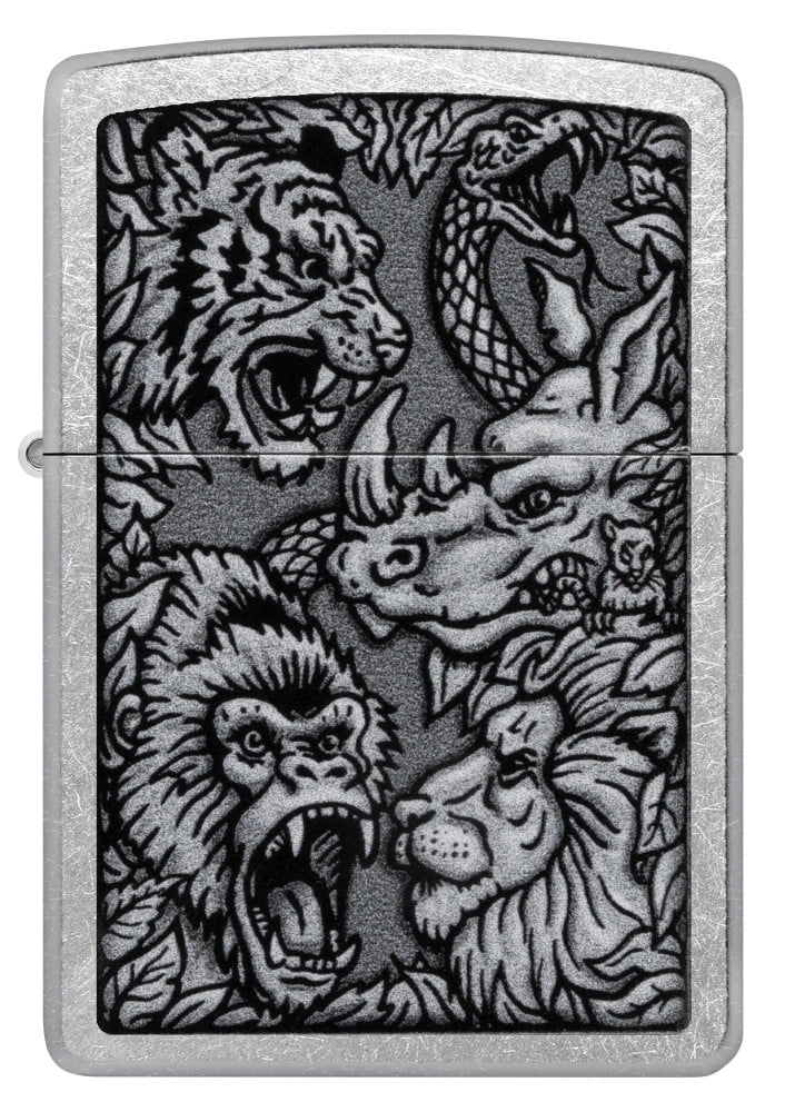 Zippo Jungle Design Street Chrome Pocket Lighter