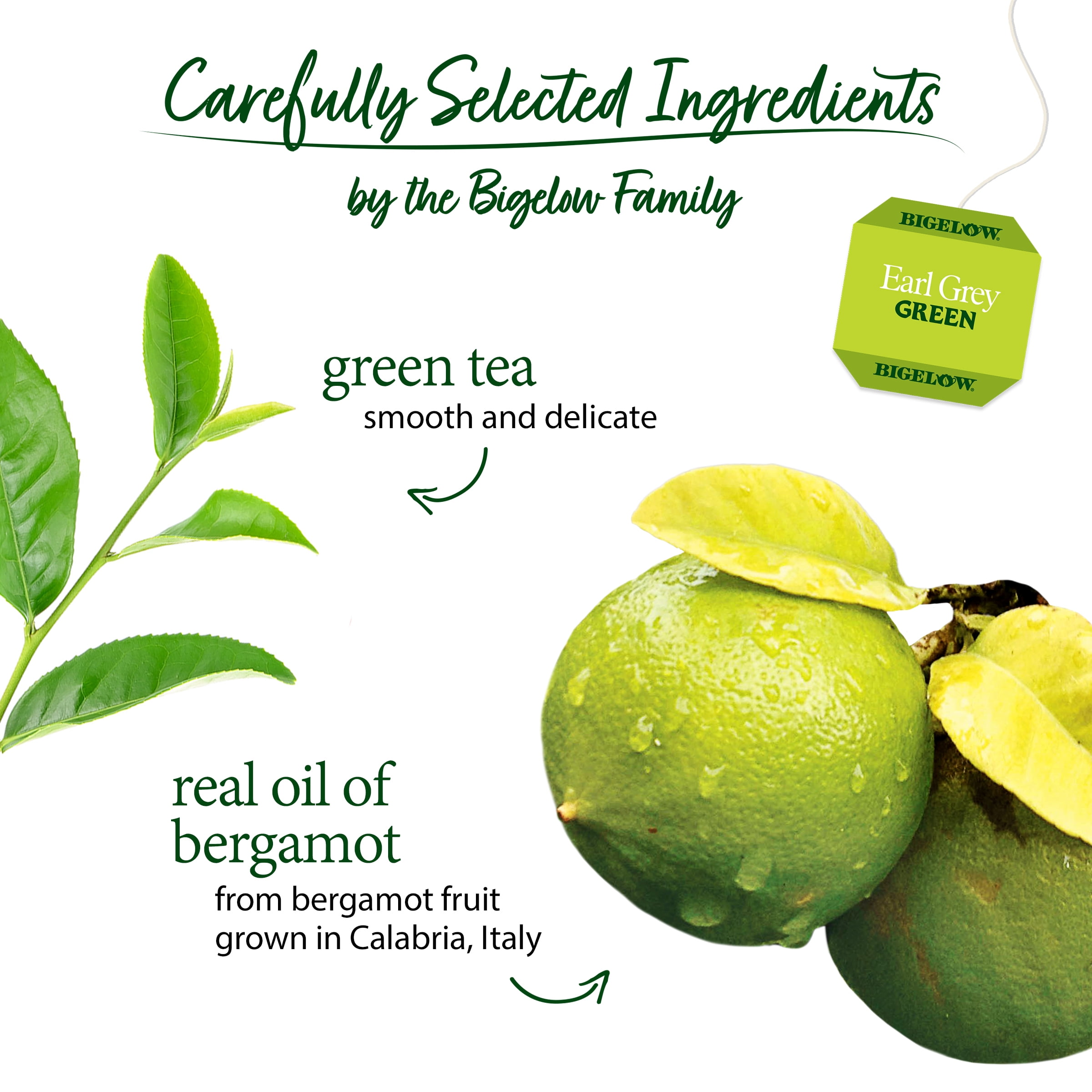 (3 pack) Bigelow, Earl Grey Green, Tea Bags, 20 Ct