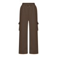 thumbnail image 4 of ZZwxWA Women High Waisted Drawstring Wide Leg Cargo Pants 2025 Trendy Casual Baggy Joggers Pants with Pockets, 4 of 6