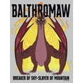 thumbnail image 2 of Junior's Rick And Morty Balthromaw Breaker of Sky, Slayer of Mountain Graphic Tee Athletic Heather Small, 2 of 3