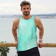 thumbnail image 6 of Lsque Cyan Mint Marble Pattern Mens Tank Tops Muscle Athletic Quick Dry Sleeveless Workout Fitness T Shirts Beach Tank Top, Loose-fit Sleeveless Shirt for Men-X-Large, 6 of 7