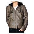 thumbnail image 2 of RNZ Premium Designer Men Faux Leather Motorcycle Biker Retro Bomber Jacket - M8-Brown-S, 2 of 3