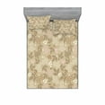 thumbnail image 1 of Ambesonne Floral Fitted Sheet & Pillow Sham Set, Daisies Romantic Ornate, Queen, Tan Pink Cream, 1 of 3