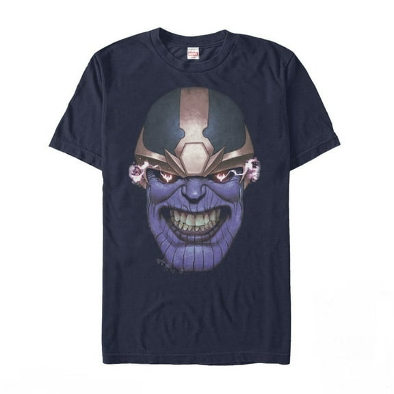 Men's Marvel Thanos Grinning Face Graphic Tee Navy Blue 2X Large