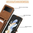 thumbnail image 2 of for Samsung Galaxy Z Flip 3 Wallet Case with Shoulder Lanyard Strap, Crossbody Phone Case with Card Holder Slots for Women Girls, Luxury PU Leather Flip Stand Purse Cover Shockproof Case, Brown, 2 of 9