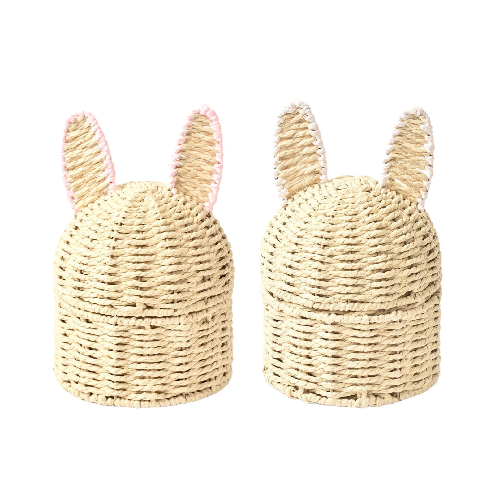 Artisanal Handwoven Rabbits Ears Basket for Easters Decoration and Home Storage Solution