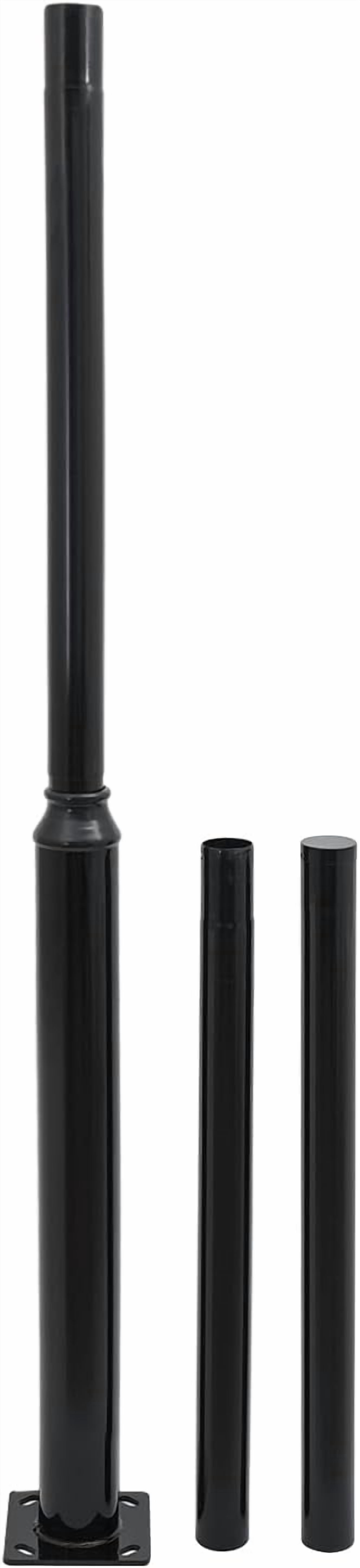 13.1FT Tall Street Light Pole, Outdoor Split Street Lamp Post with Mounting Rebar Cage Base Heavy-Duty Metal Solar Streets Light Post for Patio Backyard Park Parking Lots Black