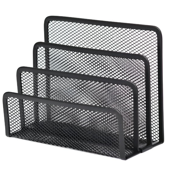 LAMIRO Storage Box Paper Organizer Letter Tray Mesh Desk File Organizer with Shelves and Sorter | Compartments Stationery Organizing Tools (Black)