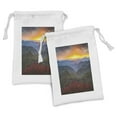 thumbnail image 1 of Appalachian Fabric Pouch Set of 2, Fascinating Panoramic Photo of Picturesque Sunset in Blue Ridge Parkway, Small Drawstring Bag for Toiletries Masks and Favors, 9" x 6", Multicolor, by Ambesonne, 1 of 2