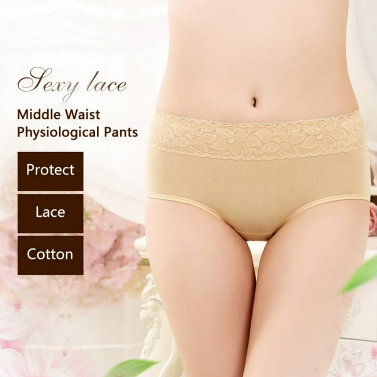 Pretty Comy 6 Pack Menstrual Period Underpants for Women Mid Waist Cotton  Postpartum Panties Full Coverage Stretch Hipster Briefs