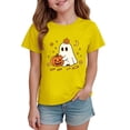 thumbnail image 6 of KPOPLK 1-14T Girls Halloween Shirts Pumpkin Ghost T-Shirts Kid Spooky Season Outfits Tees Tops,Size 9-10 Years, 6 of 7