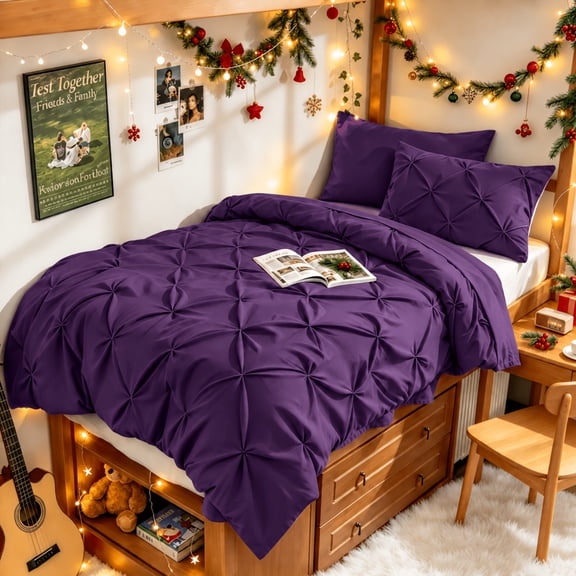 2Pcs Twin Pinch Pleat Comforter Set