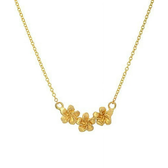 14 Karat Yellow Gold Plumeria Necklace, 18"