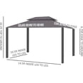 thumbnail image 6 of Outsunny 12' x 16' Hardtop Gazebo with Curtains and Netting, Permanent Pavilion Metal Roof Gazebo Canopy with Aluminum Frame and Hooks, for Garden, Patio, Backyard, Brown 12' x 16' Double Roof Brown, 6 of 10