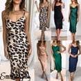 thumbnail image 1 of Femmes Satin Soie Midi Robe Lanières Dames Cocktail Soirée Casual Bodycon, 1 of 5