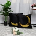 thumbnail image 5 of REGALWOVEN Polyester Gold Moon Printed Throw Pillow Covers 18"x18", Black, 2Pcs, 5 of 7