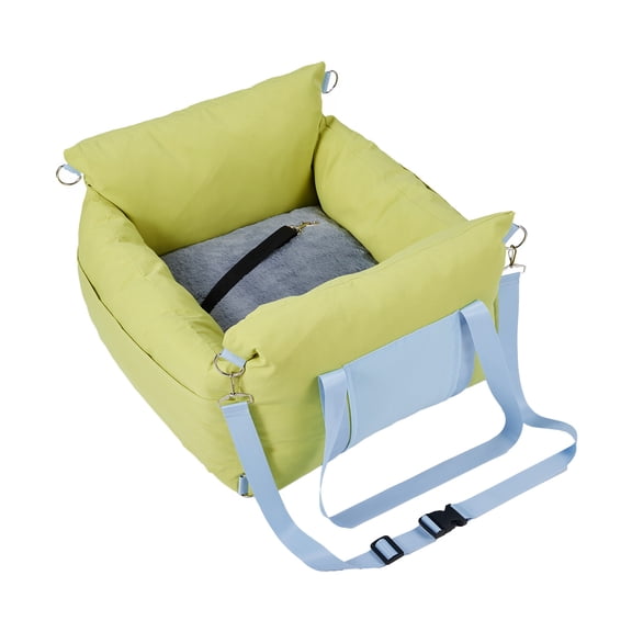 Small Dog Car Booster Bed – Waterproof Travel Seat with Safety Leash, Storage Pockets & Memory Foam for Cars