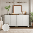 thumbnail image 3 of Fluted Sideboard Buffet Cabinet with Storage, 4 Door Kitchen Storage Cabinet, Coffee Bar Buffet Cabinetry with Adjustable Shelves, Extra Load-Bearing Support Feet, for Kitchen, 3 of 8