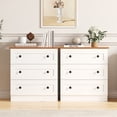 thumbnail image 6 of Farmhouse 3 Drawer Dresser for Bedroom, Small Chests of Drawers, Wood Nightstand Bedside Cabinet End Table, Modern Closet Storage Organizer for Bedroom, White & Walnut, 6 of 10