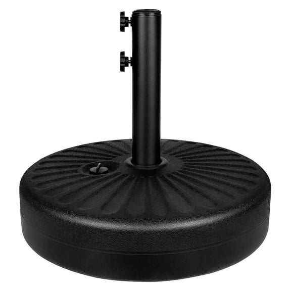 20" Round Heavy Duty Patio Umbrella Base Stand with Steel Umbrella Holder, Water or Sand Fillable for Outdoor, Lawn, Garden, 50lbs Weight Capacity, Black