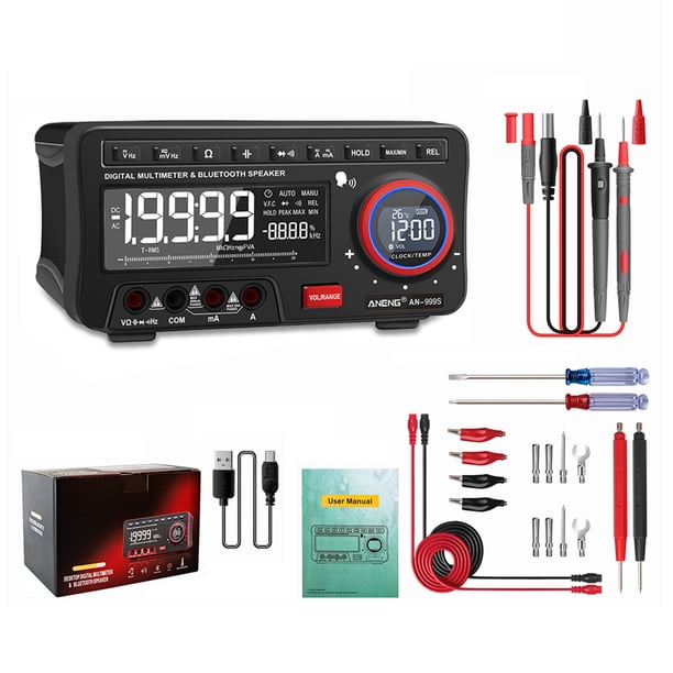 Aneng-AN999S PRO Multímetro Temperatura Temperatura Detector de prueba multifuncional portátil portátil Bluetooth-Compatible de música Inevent TO007847-00B