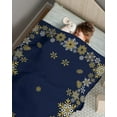thumbnail image 6 of Gold White Snowflakes Christmas Throw Blankets, Winter Xmas Holiday Soft Fleece Blanket Decorative for Home Sofa Couch Chair Living Bedroom,30x40 Inches, Navy Blue, 6 of 6