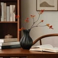thumbnail image 6 of MMJ Fluted Ceramic Vase Set of 2 Matte Black White Table Centerpiece Home Decor 8.27x5.12x5.12in With Leaves, 6 of 6