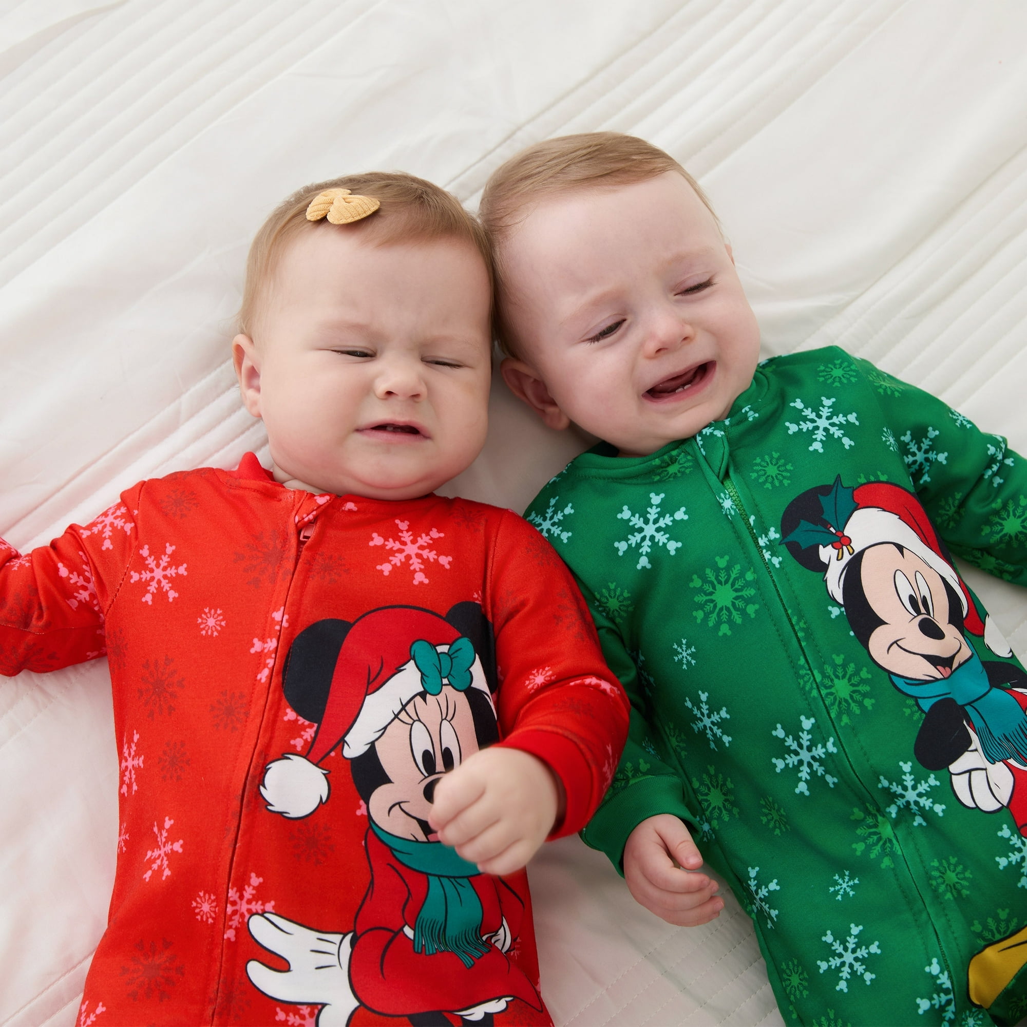 Disney Mickey Mouse Baby Girls Boys Coverall Christmas Jumpsuit Zip Up Outfits, Baby Shower Gifts Newborn to Infant
