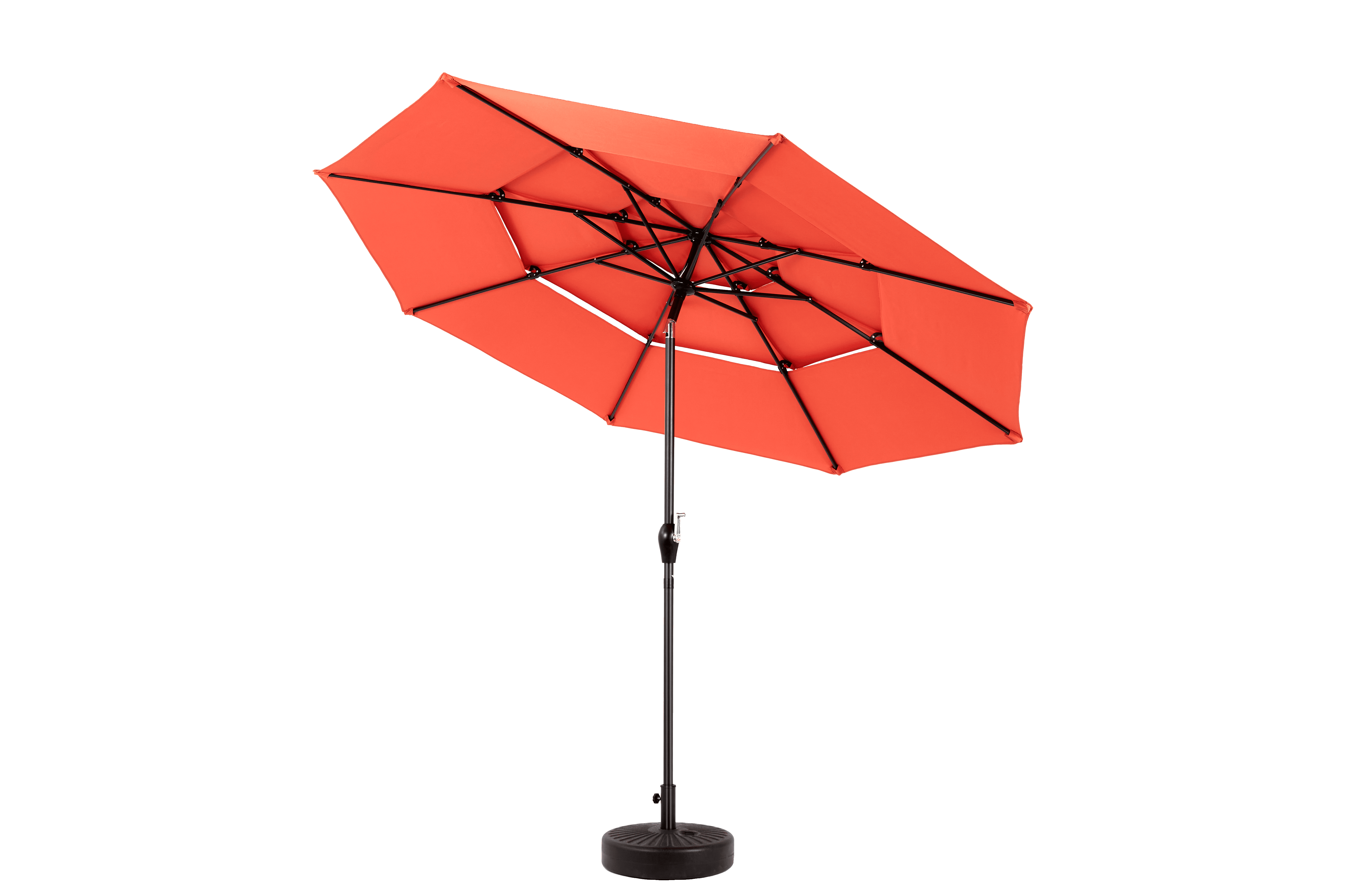 Aluminum 3-Tier Auto-Tilt Outdoor Patio Umbrella 10-Foot, Market Cantilever Umbrella for Pool and Deck with Crank, Orange
