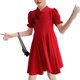 thumbnail image 4 of Vestido rojo retro para niños,Vestido rojo para niños Vestido rojo para niños de moda Vestido para niñas Probado y confiable, 4 of 14