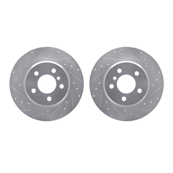 Dynamic Friction Company Rear Brake Rotors-Drilled and Slotted-Silver 7002-31118