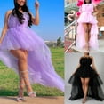 thumbnail image 2 of Hirigin Femmes hors Épaule Maille Tulle Robe Sexy Bustier Solide Couleur Étagée Bas Bouffi Robe Cocktail Robe de Bal Robe de Bal, 2 of 7