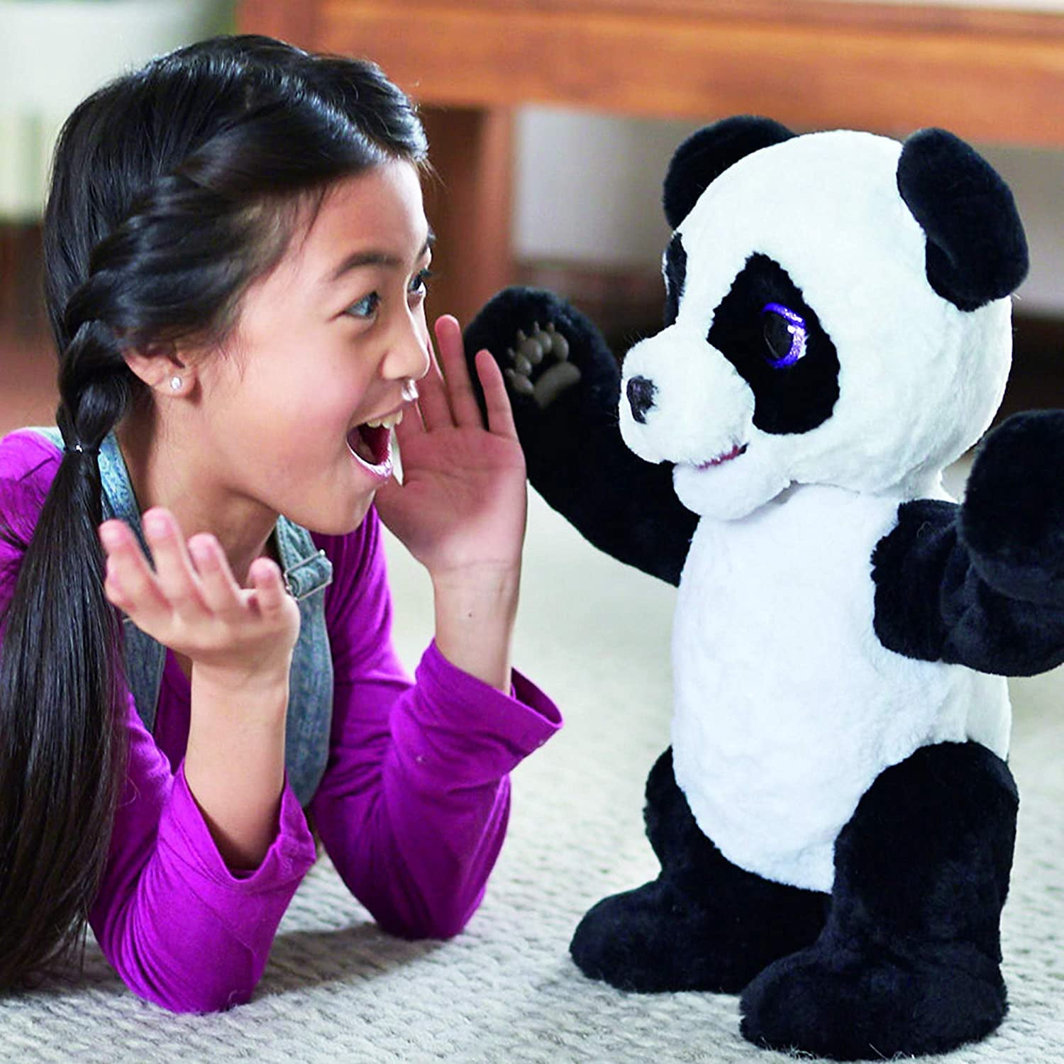 FurReal Friends Plum, Interactive Panda Cub Plush Toy, Black-White