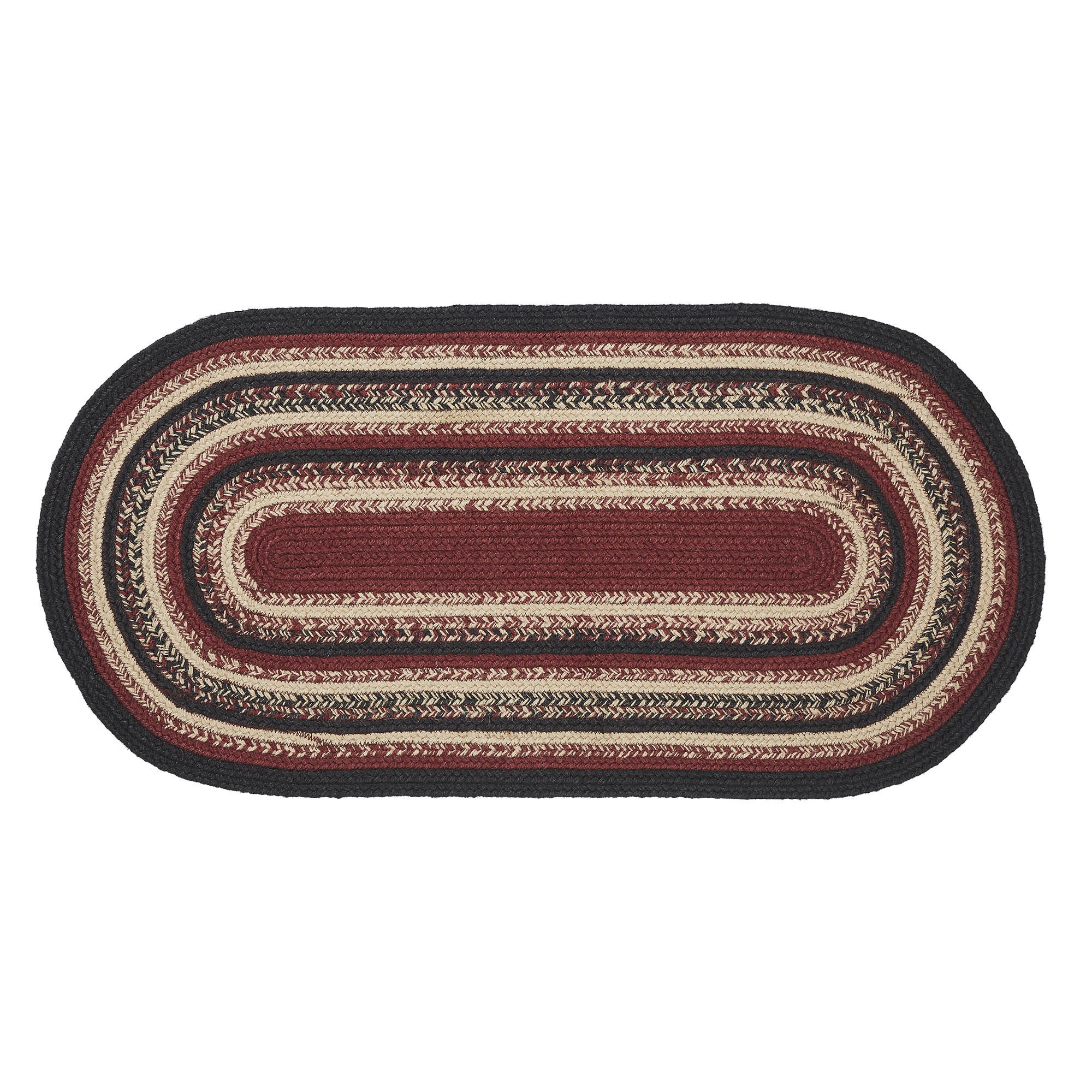 VHC Brands Jute Rug 17x36 w/Pad, Jute Area Rug, Accent Rug, Floor Decor, Braided, Connell Collection, Oval 17x36, Country Black