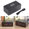 thumbnail image 5 of Glam Hobby Wooden Alarm Clock with Qi Wireless Charging Pad Compatible with iPhone Samsung Wood LED Digital Clock Sound Control Function, Time Date, Temperature Display for Bedroom Office Home, 5 of 10