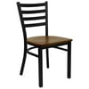 Flash Furniture HERCULES Series Black Ladder Back Metal Restaurant Chair - Cherry Wood Seat