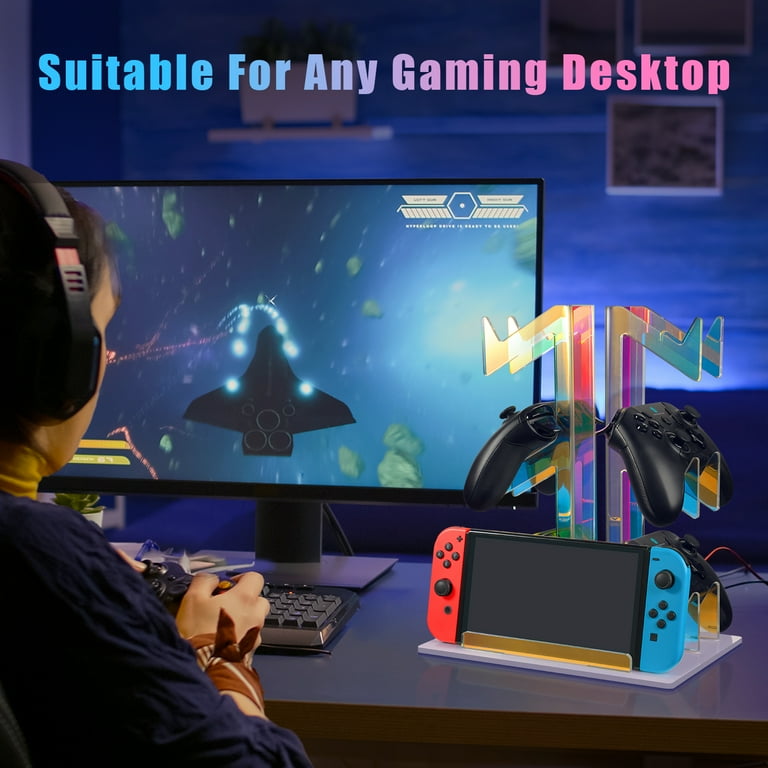 NiHome Iridescent Acrylic Controller Stand - Display For Xbox PS Switch Gaming Setup