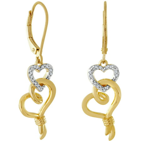 Knots of Love 14kt Yellow Gold over Sterling Silver 1/10 Carat T.W. Diamond Earring
