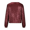 thumbnail image 5 of Womens Jacket Casual Zipper Sequin Glitter Cropped Long Sleeve Bomber Sparkly Party Trendy Outwear, 5 of 5