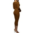 thumbnail image 4 of Blotona Women Wrapped Dresses Long Sleeve Square Neck Midi Party Street Fall Winter Dress, 4 of 5