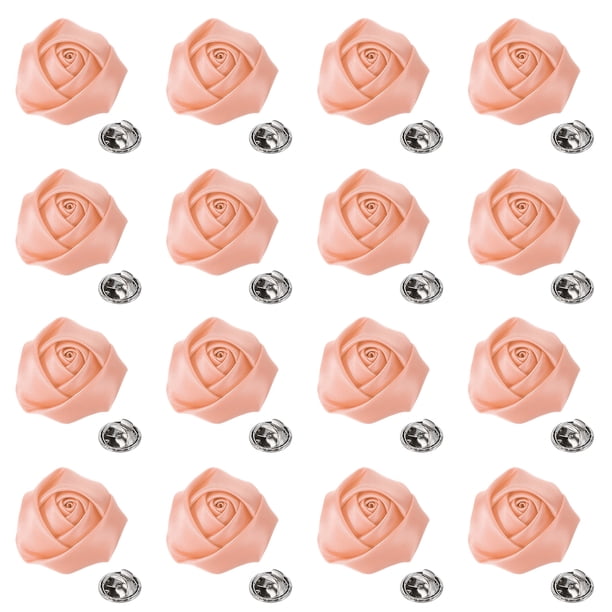 Uxcell 16 Pcs Flores de Solapa para Trajes de Hombre, Pin de Solapa de 2 Pulgadas para Hombres, Ramo de Flores de Tela Satinada Artificial para Bodas, Fiestas, Ceremonias, Rosa Claro